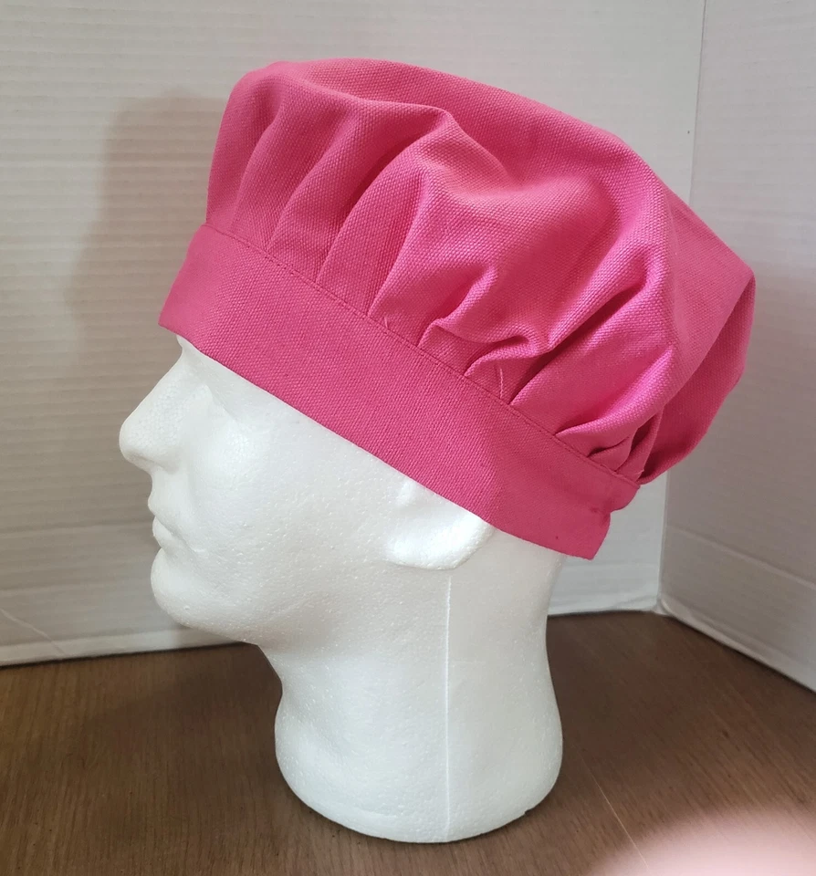 Medieval Renaissance Muffin Baker Pink Hat Cap + Embroidered Kerchief Size M - Image 4 of 4