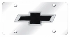 Chevrolet Black Bowtie 3D Logo on Mirror Chrome License Plate Official Licensed
