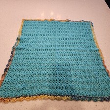 handmade crochet baby blanket 28x29" Blue Soft