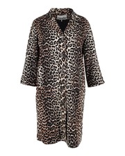 Ganni Leopard Print Coat In Animal Print Wool Uk4