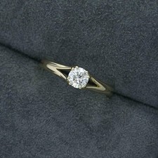 2CT Round Cut Lab Created Diamond Women's Solitaire Ring 14K Yellow Gold Plated