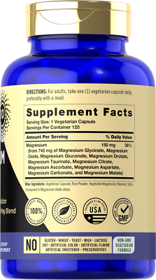 Magnesium Complex 745mg | 120 Count | 10 in 1 Blend | Vegetarian