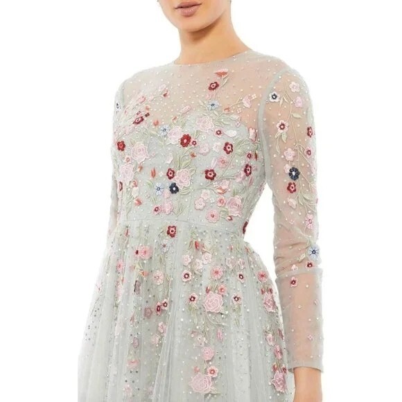 MAC DUGGAL 11241 Floral Embroidered Illusion Neck Evening