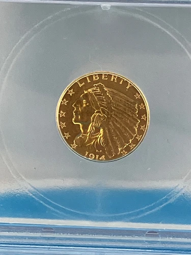 1914-D $2.50 Indian Head U.S. Quarter Eagle Gold Coin Graded AU58 by NGC