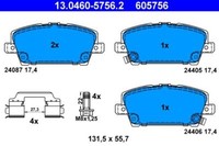 ATE 13046057562 BremsbeläGe Bremsbelagsatz Belagsatz BeläGe KlöTze Vorne 605756