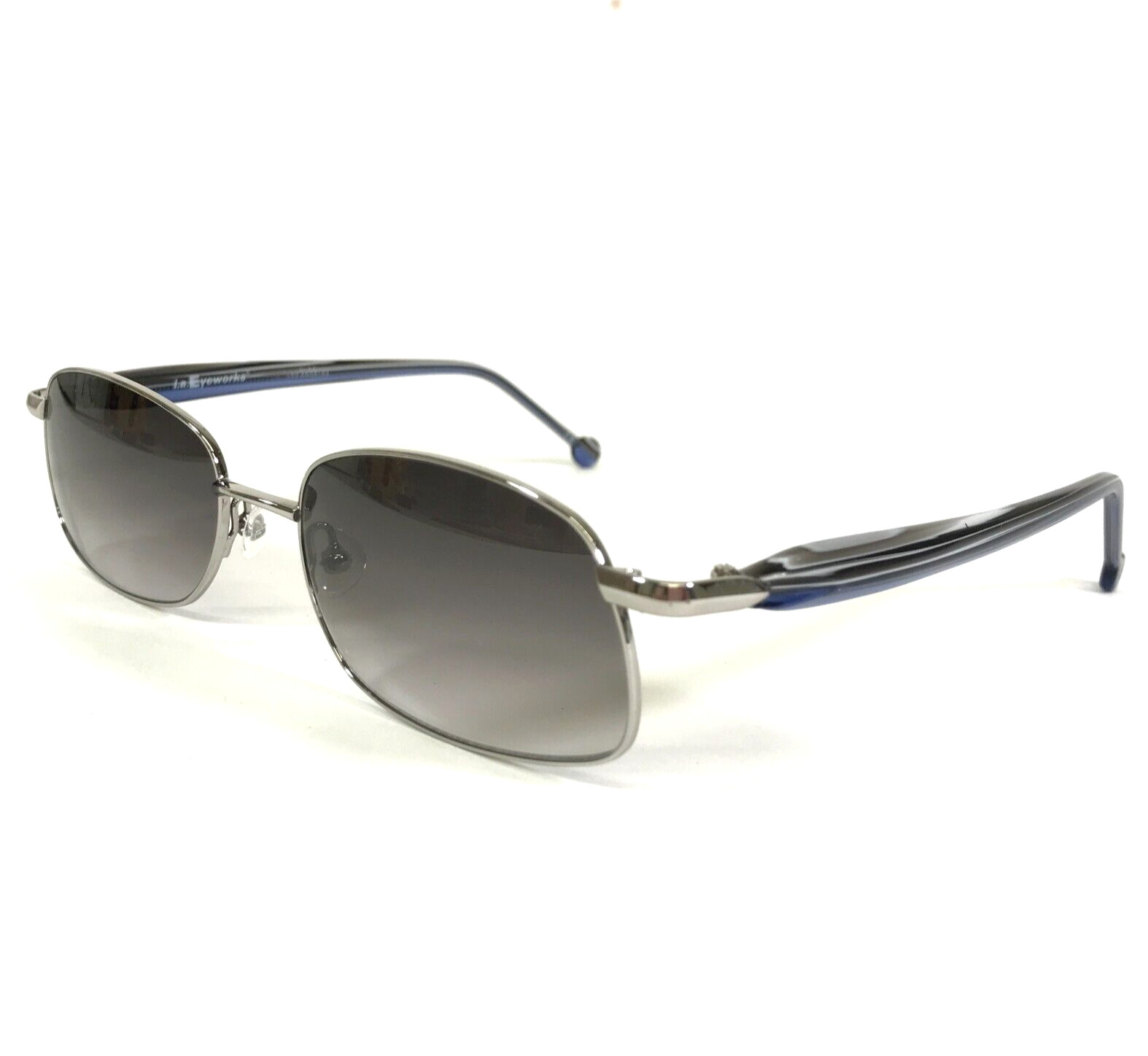 Винтажные солнцезащитные очки la Eyeworks SO WHAT 513 Синие серебристые прямоугольные с серыми линзами