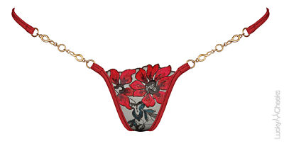 LUCKY CHEEKS Sonderpreis Luxury V-String CHR. FLOWER red - LC304CFRV Gr. M