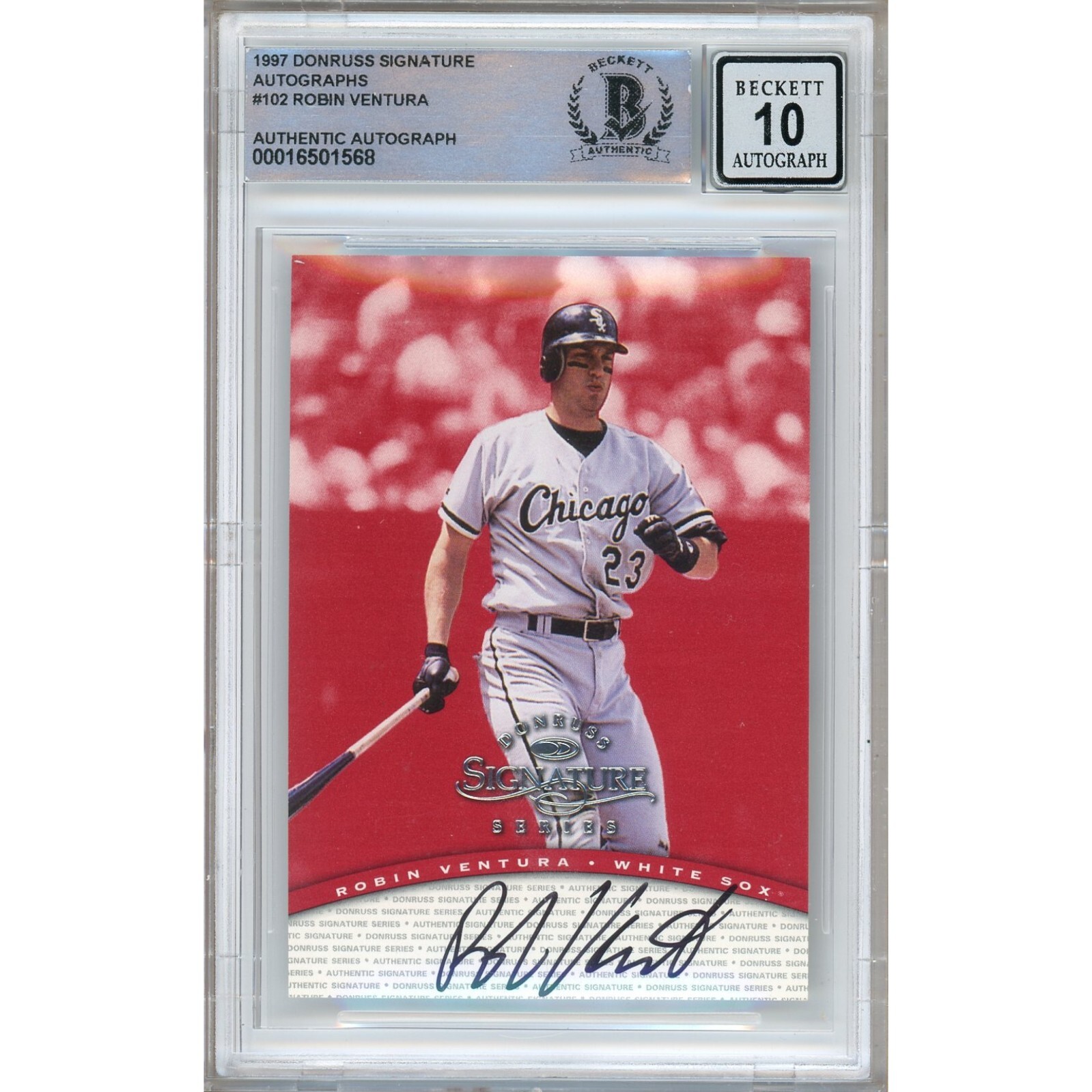 Robin Ventura Chicago White Sox Autograph 1997 Donruss Signature 102 BGS Auto 10