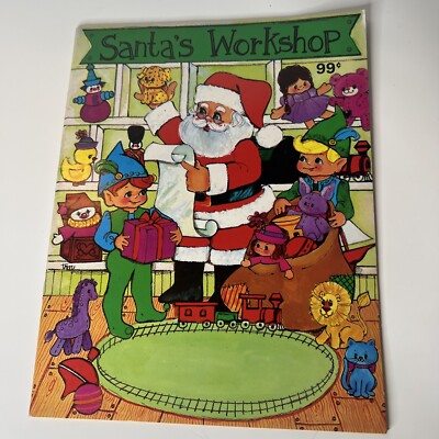 Santa s Workshop Coloring & Activity Book - Justen Products Mostly Uncolored Vtg