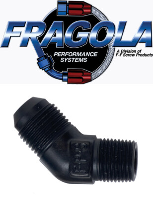Fragola 482388-BL Black 45° Adapter Fitting - Size -8 X 1/2 MPT Automotive Plumbing Connector