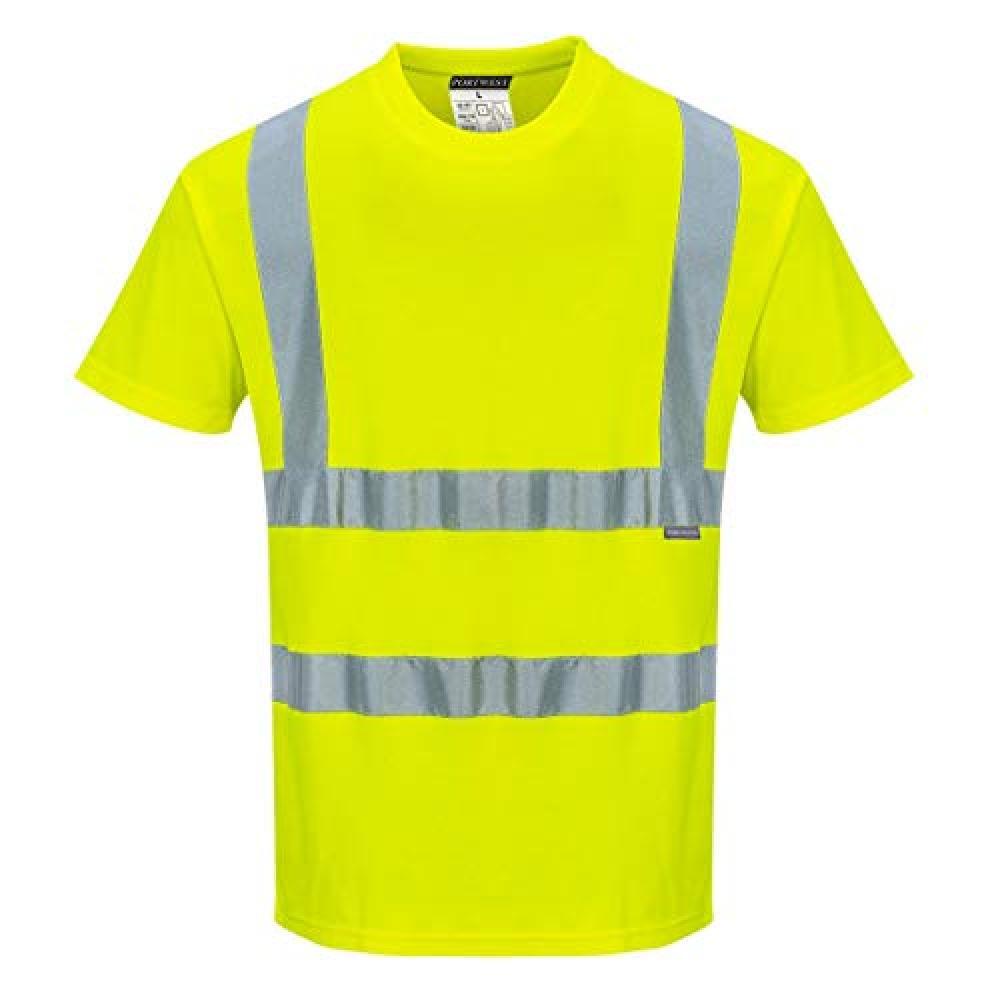 (TG. L) Portwest S170 T-Shirt Manica Corta Cotton Comfort, Giallo, L - NUOVO