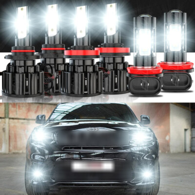 For Jeep Grand Cherokee 2014-2018 Combo 6x 2Side 6000K LED Headlight + Fog Bulbs