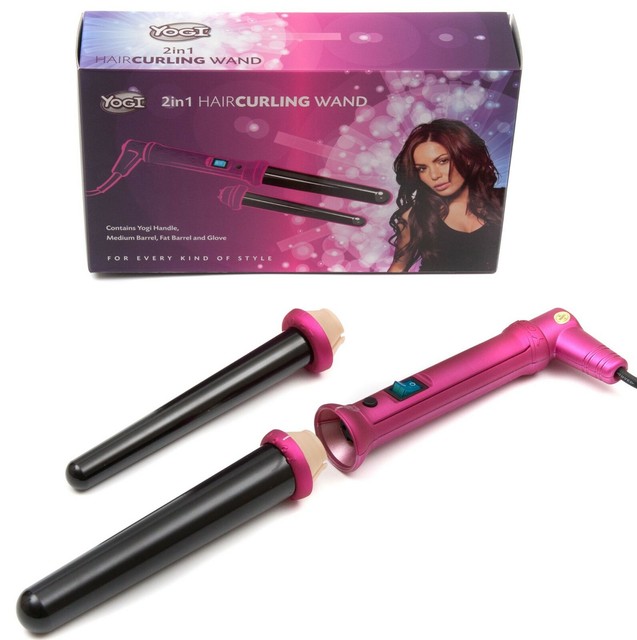 Yogi 2 In1 Hair Curling Wand Tongs Fat Small Barrel Waves Curls Glove For Sale Online Ebay