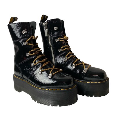 Dr Martens GHILANA MAX Women distressed Platform Patent Leather boots size US 7