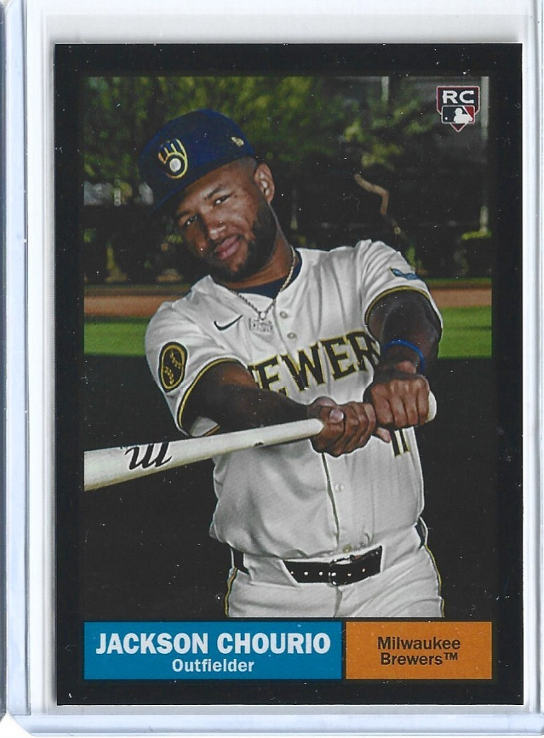 JACKSON CHOURIO 2024 TOPPS ARCHIVES BLACK FOILBOARD #44 ROOKIE CARD PARALLEL