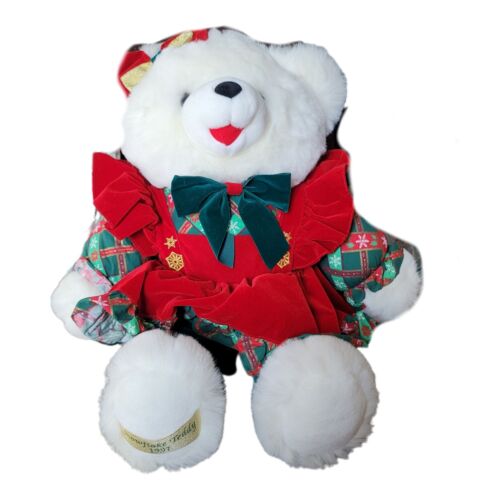Vintage Snowflake Teddy 1997 Plush 23" Christmas Girl TB Trading Co