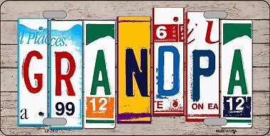 Grandpa Wood Cut Letter Novelty Metal License Plate Tag LP7912