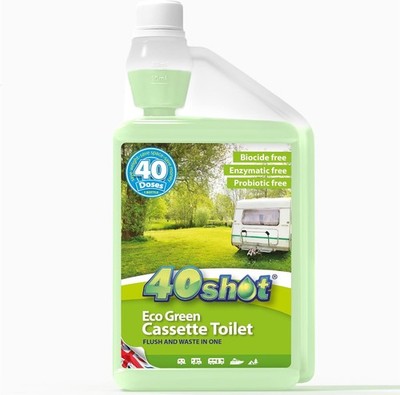 40Shot 2-in-1 Eco Green Bio Wohnwagen Toilettenflüssigkeit - 1L Konzentrierte Kassette