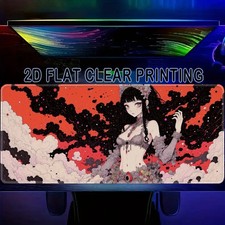 2D Flat, Extra Large Gaming Mouse Pad - Anime Fantasy Desk Mat with Non-Slip Bas