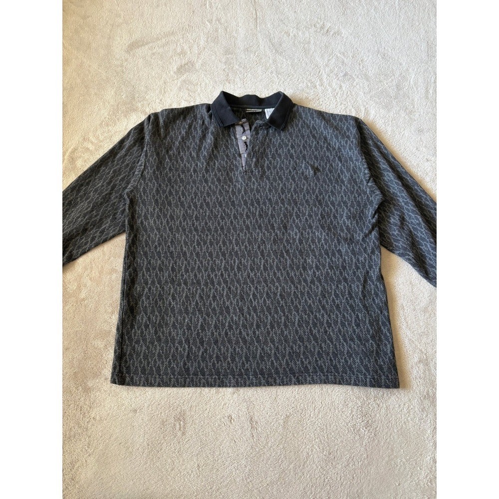 Vintage Bugle Boy Mens M Long Sleeve Polo Shirt Patterned Collared Casual Shirt