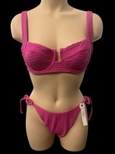 Victoria's Secret Swim Bikini Top  Cheeky Side Tie Bottom Set Pink 36B/M New