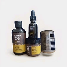 Every Man Jack Beard Grooming Collection Set Kit, Sandalwood, 4-Piece New