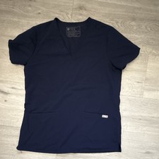 FIGS Women s V-Neck Short Sleeve Scrub Top Navy Solid Twill Polyester S