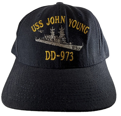 USS John Young DD-973 Navy Black Ball Cap Adjustable Embroidered NWOT