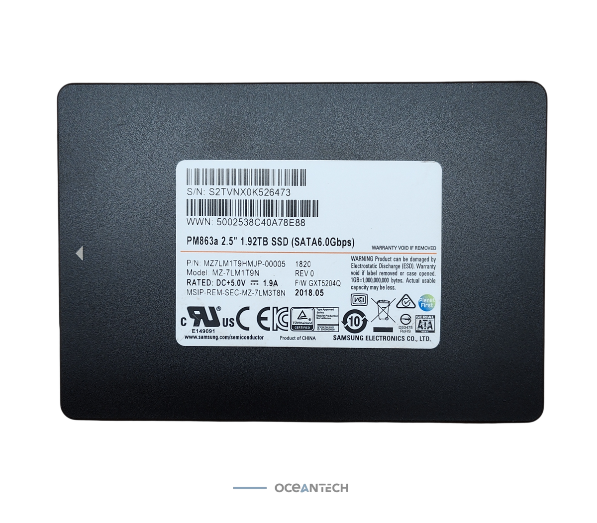 SAMSUNG PM863A 1.92TB SSD 2.5 SATA MZ7LM1T9HMJP-00005 MZ-7LM1T9N