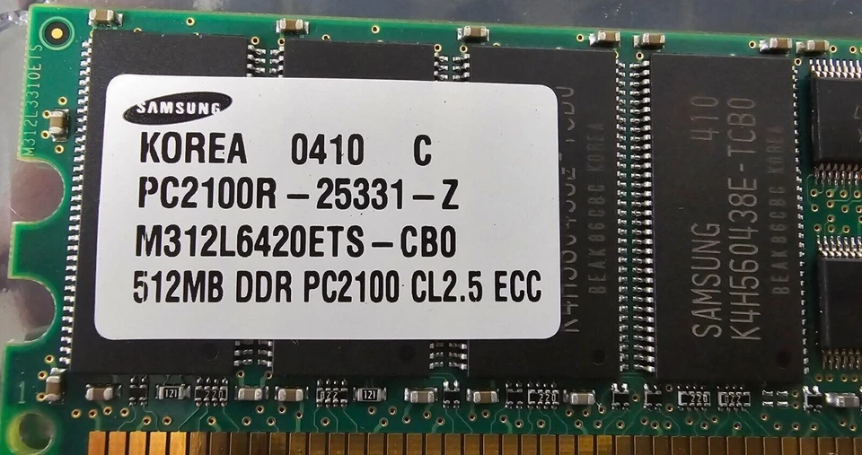 Samsung 512Mb M312L6420ETS-CB0 PC2100 DDR ECC Ref00349 - Image 2 of 2