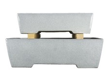 Vasi per bonsai rettangolari in gres smaltati bianco effetto crepato (Set da n.2