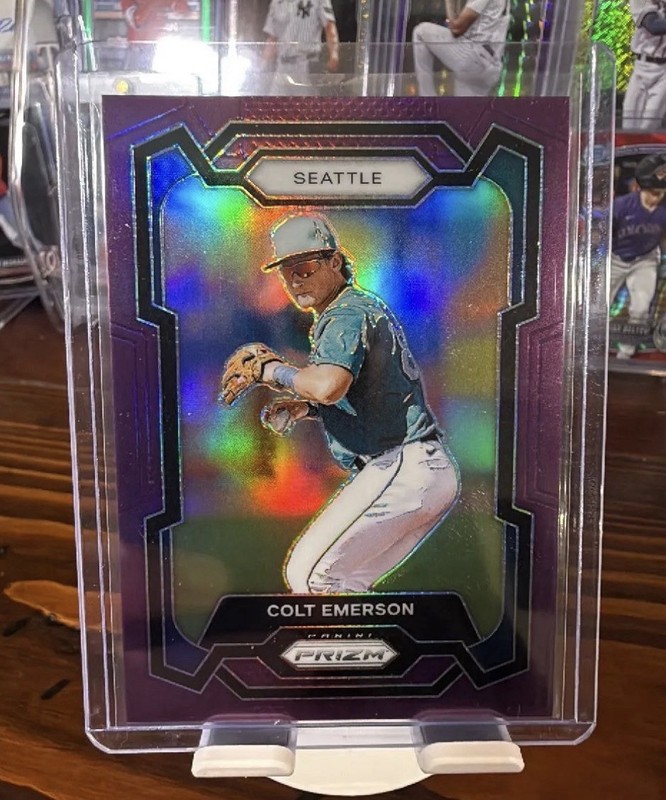 Panini 2024 Prizm Colt Emerson Purple Prizm /99 #265 RC Seattle Mariners