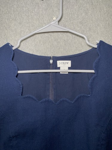 J Crew Damen Größe 2 dunkelblau ärmellos gewellter Saum Etuikleid - Bild 2 von 12