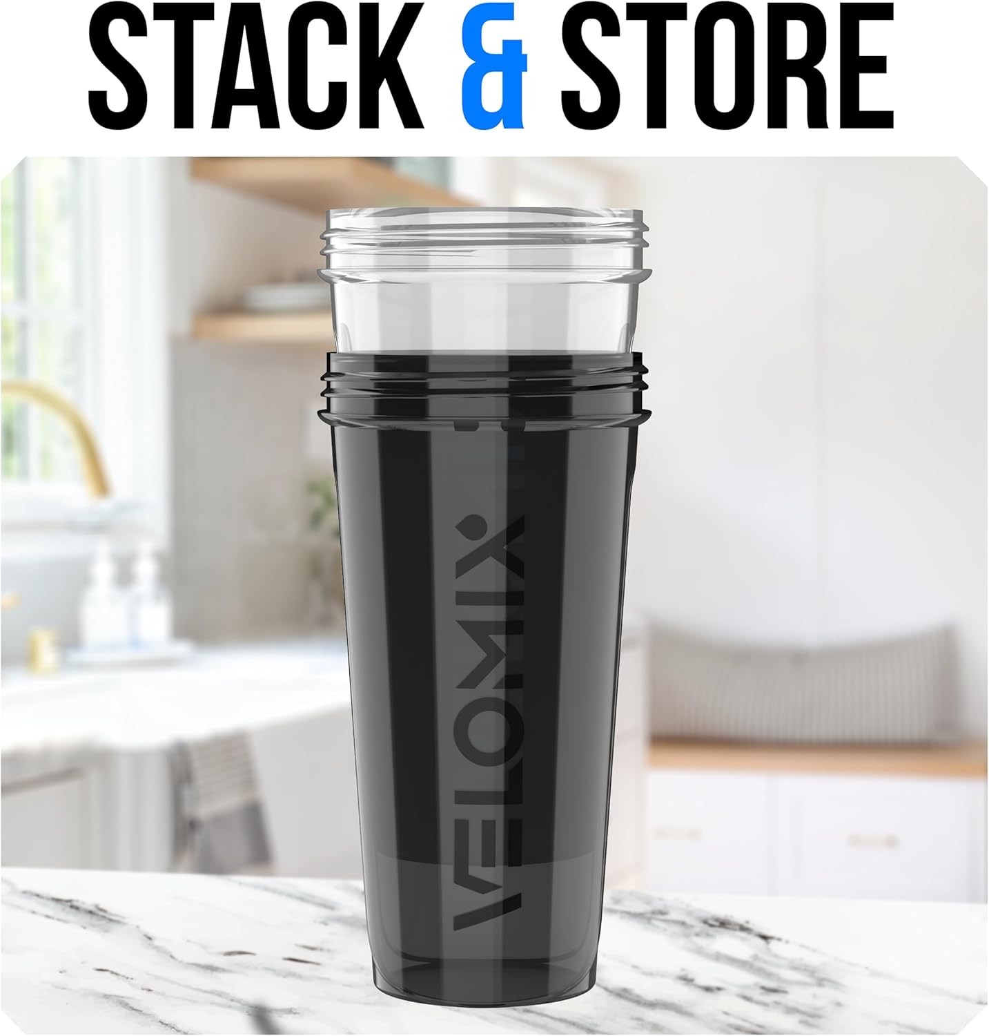 VELOMIX -2 Pack- 28 oz Protein Shaker Bottles for Protein Mixes - 2x Wire Whisk 