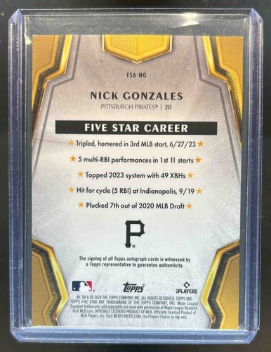 2024 Topps Five Star Nick Gonzales Aqua Rookie RC Auto 75 Pirates EBay S L500