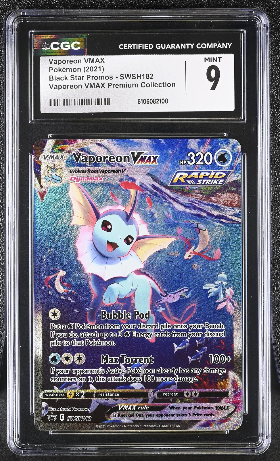 Vaporeon Vmax SWSH182 Premium Collection Black Star Promos Pokemon CGC 9 Mint