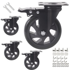 5 Inch Caster Wheels, Casters Set of 4, Heavy Duty Casters with Brake 2200 Lb...