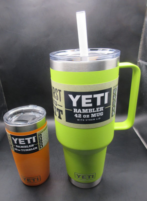 RARE COLOR Lot YETI Rambler 42oz Straw Mug Chartreuse + Tumbler 10oz Crab Orange