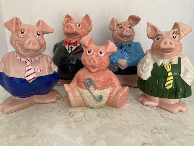 Nat West Piggy Banks Set of 5, Money Box, English Wade Porcelain Collectable