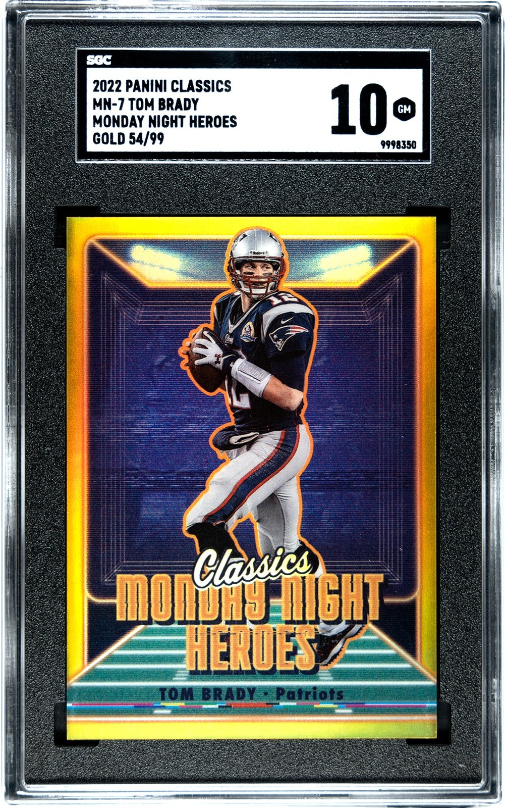 2022 Panini Classics Tom Brady MN-7 Monday Night Heroes Gold 54/99 SGC 10