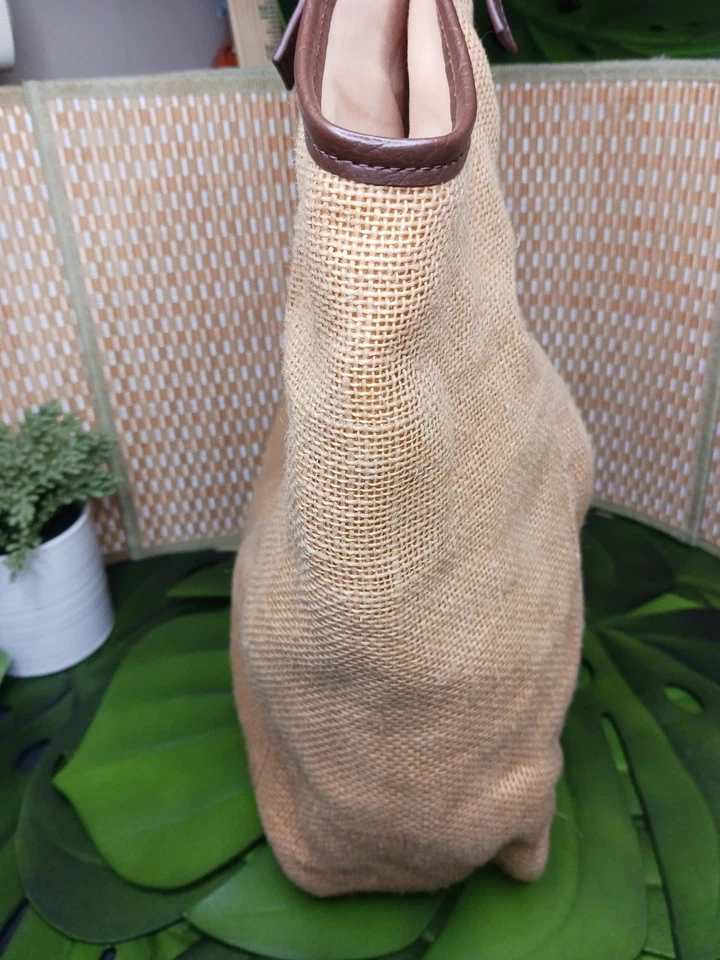 Bolso Hobo Bolso de Playa Tejido Color Natural con Doble Hebilla ~ Forrado y Acolchado Foto 2 de 4