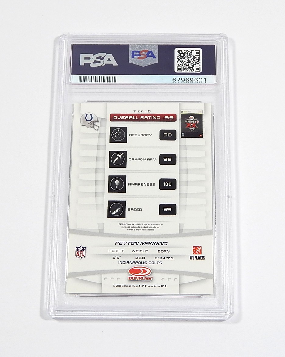 2008 Donruss 7-11 Madden '09 Peyton Manning #2 PSA 9 view 2