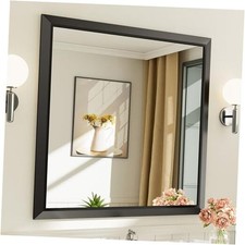 36x36 Inch Bathroom Mirror for Wall, Thick Metal Framed 36"L x 36"W Black