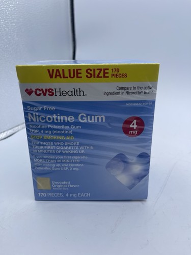 CVS Health Nicotine Gum 4mg Uncoated Original Flavor 170 Pieces Exp 03/2025