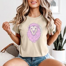 Pink Lion Mystical Animals Womens Graphic T-Shirt