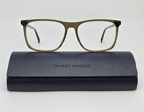 Warby Parker Fletcher M 719 Crystal Olive Green Eyeglasses Frame w/ Case 55mm