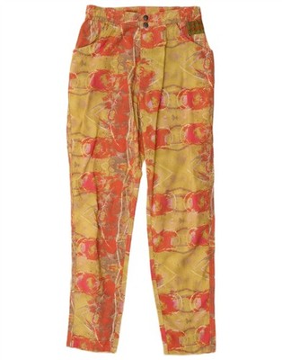 OXBOW Womens Abstract Pattern Slim Casual Trousers Small W25 L30 Yellow BV05