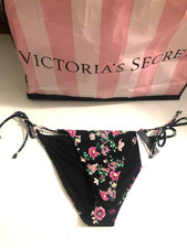 Victoria's Secret Swim Bikini Cheeky Bottom Black Floral Butterfly NWT