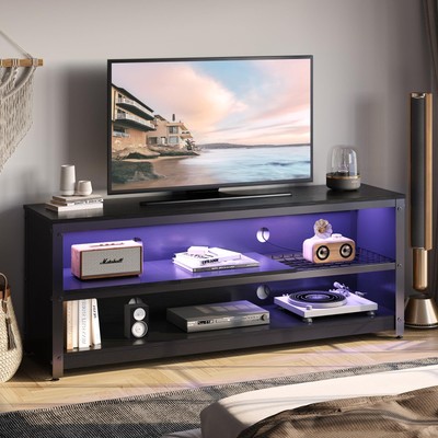 Gaming TV Stand with LED Light for TVs up to 60 Inch, Entertainment Center wi...