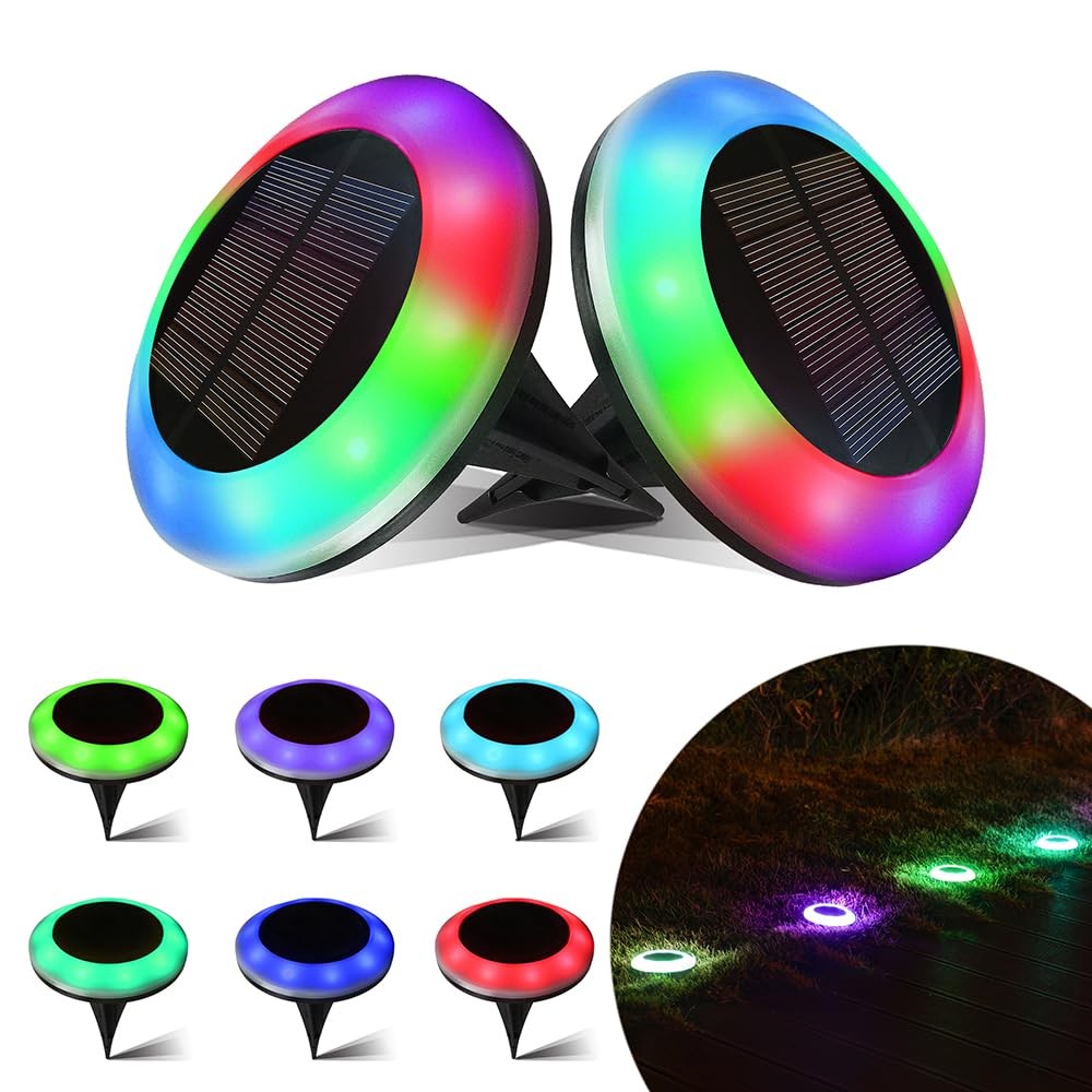 Paquete de 8 luces solares de tierra de 20 lúmenes coloreadas, luces solares para piscina con múltiples...
